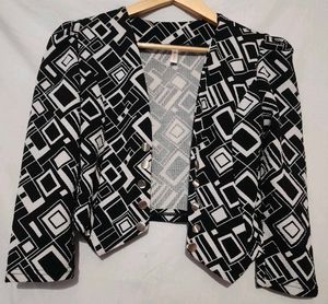 Stylish Geometric Print Cropped Blazer