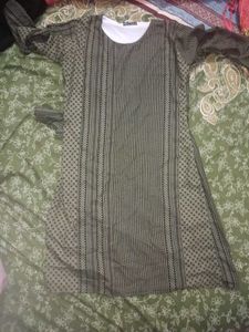 Chic Olive Green Textured Dress