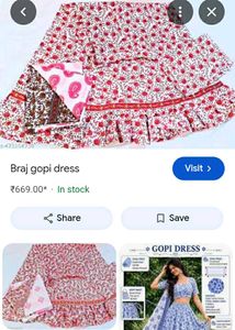 Red Printed braj gopi dress