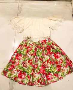 Chic Off-Shoulder Crop Top & Floral Skirt Set