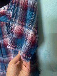 Stylish Plaid Button-Up Shirt ( Lee copper )