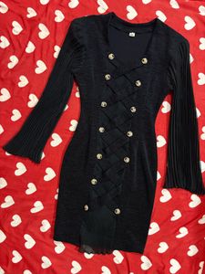 Elegant Black Button-Front Dress