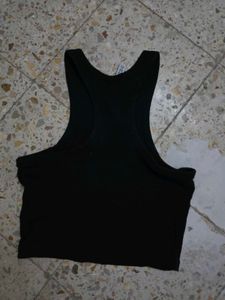 Black Ribbed Racerback Tank Top