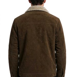 Unisex Brown Suede Fur Collar Jacket For Girls &amp; B