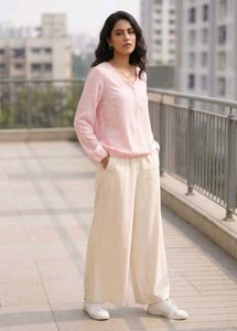 Light Pink Polka Dot Long Sleeve Top