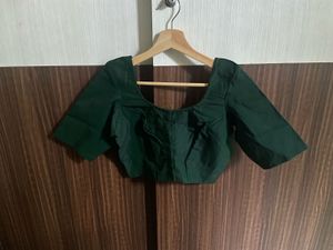Emerald Green Raw Silk Blouse