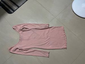 Ribbed Pink Long Sleeve Mini Dress