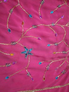 Embroidered Pink Saree with Sequins