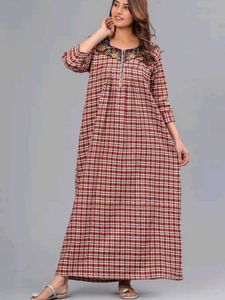 Red &amp; White Checkered winter nighty