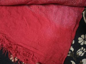 Used Red shimmering lining Dupatta Scarf