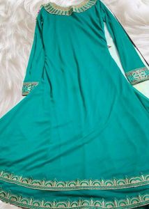 Elegant Teal Embroidered Gown