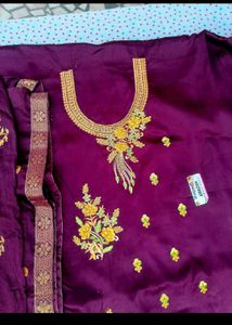 Embroidered Purple Kurta Set