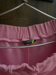 Pink Textured Button-Up Shirt and Pants Co-ord Set