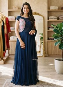 Elegant Navy Blue Ethnic Gown