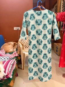 Stylish Teal Floral Print Kurta Set