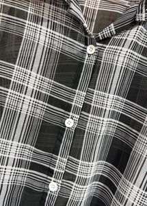 Sheer Plaid Button-Up Shirt bust 44