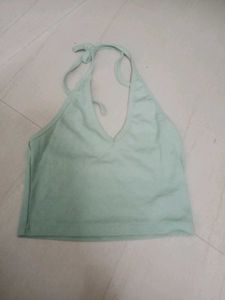 Light Green Halter Neck Crop Top
