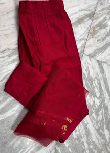Elegant Red &amp; Gold Kurta Set