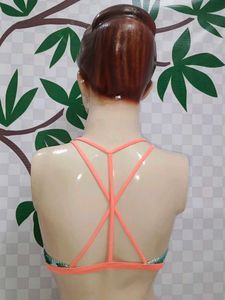 (300)Tropical Print Sports Bra