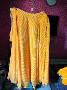 Vibrant Yellow Leheriya Skirt