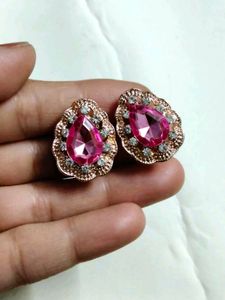 Pink Gemstone Statement Earrings