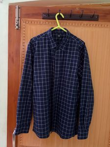 Uniqlo Navy Blue Checked Shirt