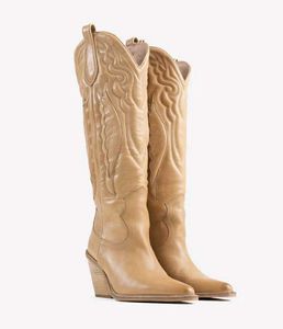 Tan Leather Western Cowboy Boots