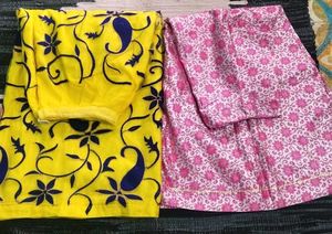 Vibrant Ethnic Skirts - Yellow &amp; Pink Floral