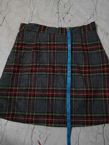 Plaid Button-Front A-Line Mini Skirt