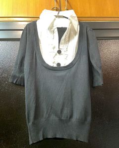Women's Knit Top with Collared Shirt
