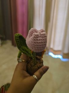 Handmade Crochet Flower Pot &amp; Sunflower hanging