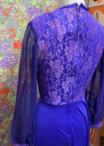 Elegant Royal Blue Pleated Gown