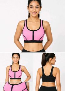 Premium Pink High-Support Front-Zip Sports Bra