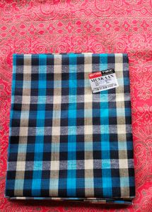 Blue Checkered unstitched shirt fabric