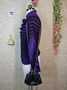 Purple &amp; Black Striped Cardigan