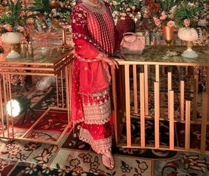 Elegant Maroon Heavy Work Dress