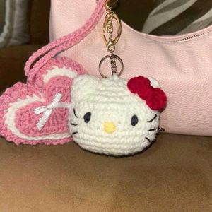 Crocheted Hello Kitty Keychain