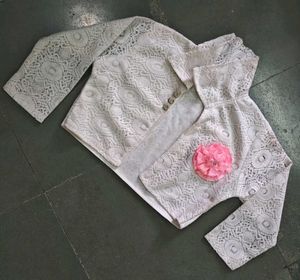 Girls White Lace Short Jacket ☁️
