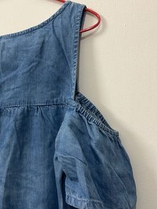 Chambray Cold Shoulder Dress