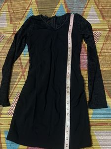 Elegant Black Lace Sleeve Dress
