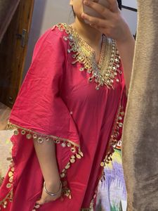 Set Hot Pink khulla kaftan pant