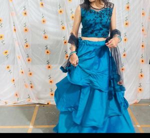 Teal Embroidered Lehenga Set