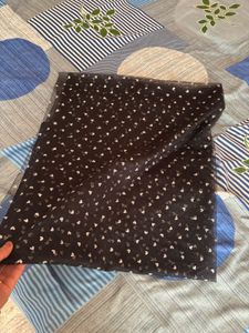 Elegant Black Dupatta with White Polka Dots
