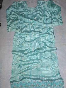 Elegant Teal Kurta with Floral Embroidery+dupatta