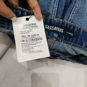Sassafras Blue Paint Splatter Slouchy Jeans
