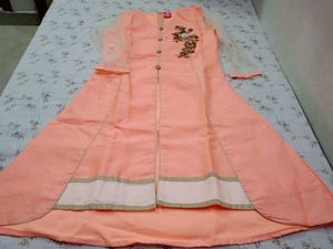 Elegant Peach &amp; Cream Embroidered Lehenga Set