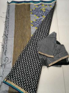 Stylish Black Geometric Pattern Saree