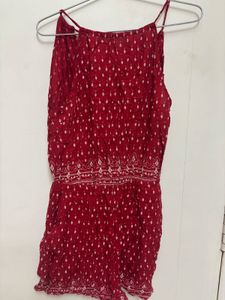 Red Printed Playsuit