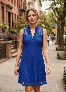 Elegant Royal Blue Lace Dress