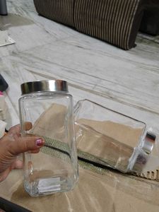 Set of 2 Glass Storage Jars